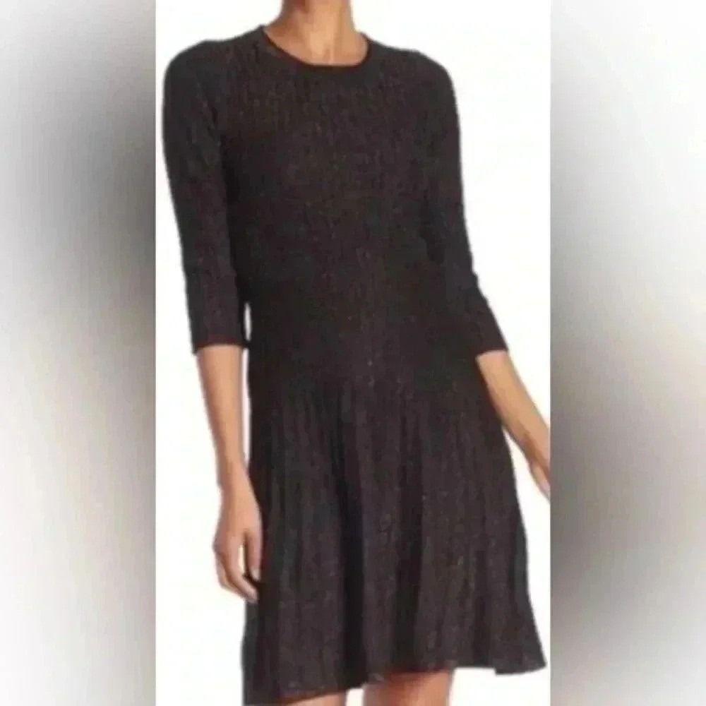 Nanette Lepore Women's Dark Brown Fit & Flare Dress with shimmer size Medium